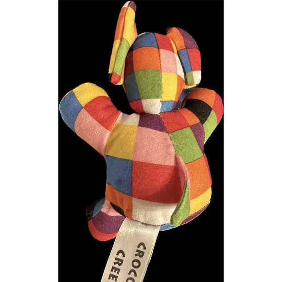 Vintage ELMER -Patchwork Elephant -Toy RATTLE -David McKee -Crocodile Creek 1996 - Picture 11 of 11